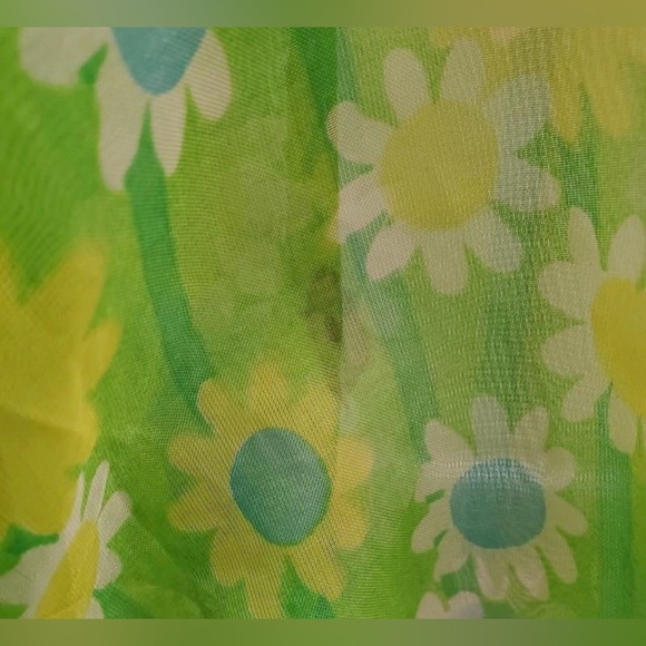 Vintage 1960s | Green Groovy Hippie Flower Power Mod Maxi Dress | Size 8 or M/L - Picture 5 of 6